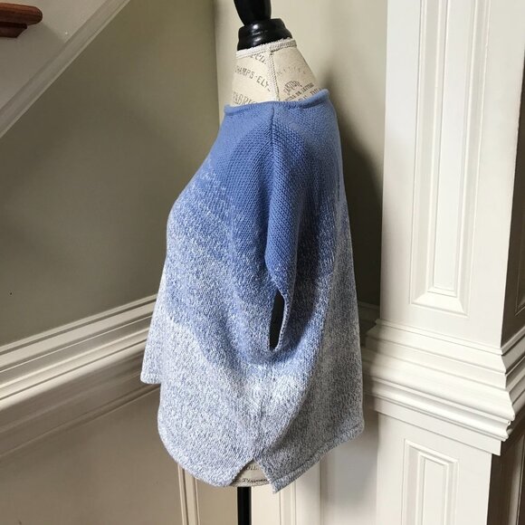 Vince Cocoon Ombre Sweater Pullover Womens XS Blue Shite Crew Neck Short Sleeve - Picture 9 of 12